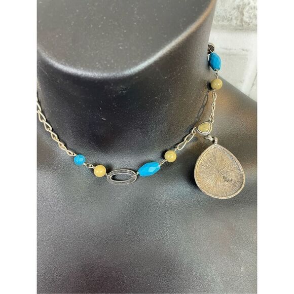 Lia Sophia Silver Tone Turquoise Y Drop Necklace - Picture 3 of 5